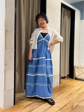 「パーマ」｜ミノさんさん（レディース・154cm）の夏コーディネート