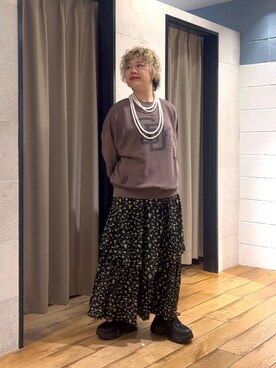 「LOWRYS FARM（ローリーズファーム）のパールタレンネックレス　249411（ネックレス）」を使った、ミノさんさん（レディース・154cm・20代）の夏コーディネート