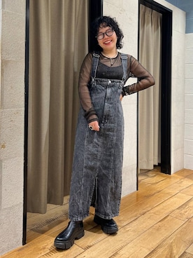 「デニムワンピース」｜ミノさんさん（レディース・154cm・20代）の秋コーディネート