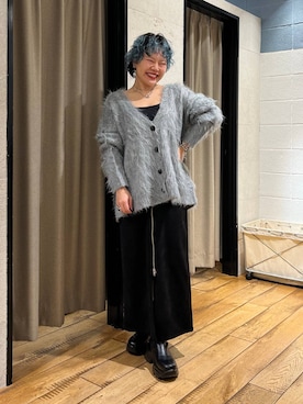 「LOWRYS FARM（ローリーズファーム）のシャギーロングＶカーディガン　595935（カーディガン/ボレロ）」を使った、ミノさんさん（レディース・154cm）の秋コーディネート