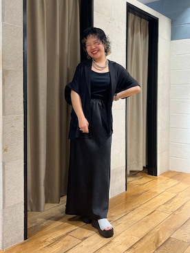 「着痩せ」｜「アイテム（ジャケット/アウター）」を使った、ミノさんさん（レディース・154cm）の夏コーディネート