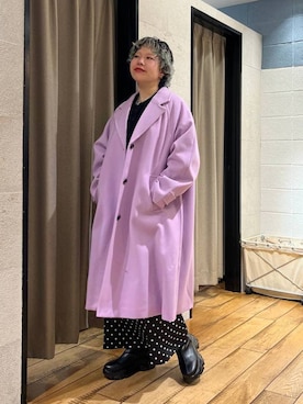 「体型カバー」｜「アイテム（チェスターコート）」を使った、ミノさんさん（レディース・154cm）の冬コーディネート