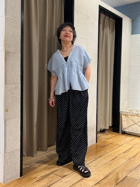 「パーマ」｜ミノさんさん（レディース・154cm）の夏コーディネート