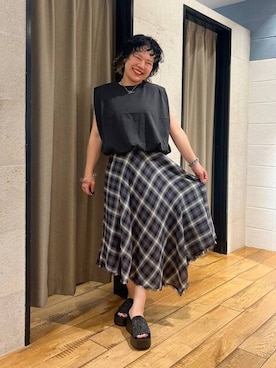 「LOWRYS FARM（ローリーズファーム）のバルーンプルオーバーフレンチスリーブ　574769（Tシャツ/カットソー）」を使った、ミノさんさん（レディース・154cm）の夏コーディネート