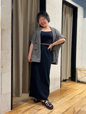 「パーマ」｜ミノさんさん（レディース・154cm）の夏コーディネート