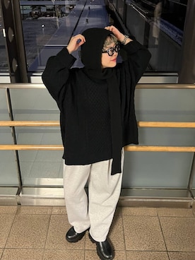 「アイテム（スウェットパンツ）」を使った、ミノさんさん（レディース・154cm・20代）の冬コーディネート