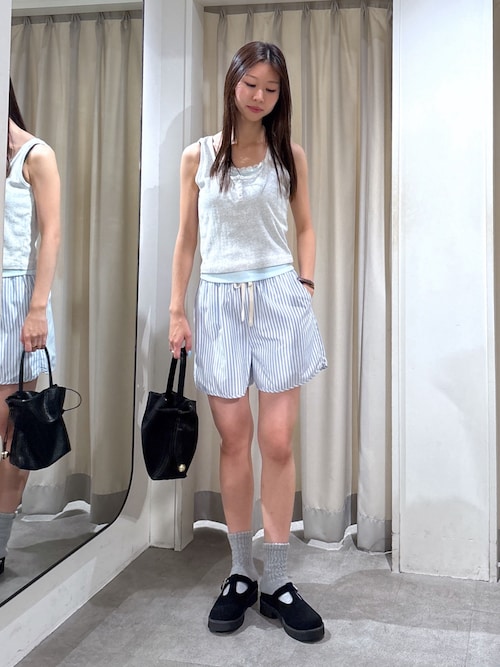 セール】◇〈セットアップ対応〉ストライプショートパンツ