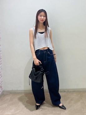 「アイテム（ベスト、シルバー系）」を使った、miyuさん（レディース・164cm）の夏コーディネート