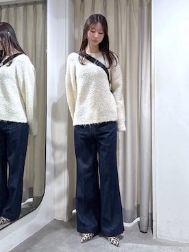 「FREE'S MART（フリーズマート）のフロントポケットソフトバギーデニム（デニムパンツ）」を使った、miyuさん（レディース・164cm）の秋コーディネート