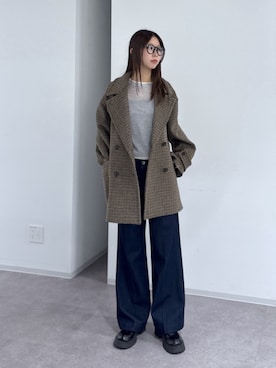 「アイテム（ピーコート）」を使った、miyuさん（レディース・164cm）の秋コーディネート