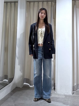 「FREE'S MART（フリーズマート）のハーフムーンバッグ（ハンドバッグ）」を使った、miyuさん（レディース・164cm）の秋コーディネート