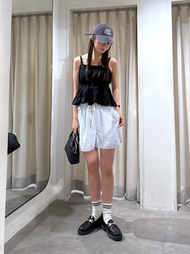 「FREE'S MART（フリーズマート）のアイテム（キャップ）」を使った、miyuさん（レディース・164cm）の夏コーディネート