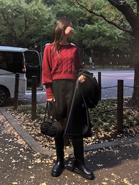 「FREE'S MART（フリーズマート）のアイテム（チェスターコート）」を使った、miyuさん（レディース・164cm）の冬コーディネート