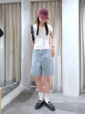 「大人カジュアルコーデ」｜「アイテム（帽子）」を使った、miyuさん（レディース・164cm）の夏コーディネート