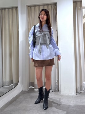 「FREE'S MART（フリーズマート）のハーフムーンバッグ（ハンドバッグ）」を使った、miyuさん（レディース・164cm）の秋コーディネート