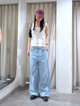 「FREE'S MART（フリーズマート）のアイテム（キャップ）」を使った、miyuさん（レディース・164cm）の夏コーディネート