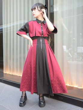 「axes femme（アクシーズファム）のダブルクロスレースシューズ（パンプス、ブラック系）」を使った、ありさん（レディース・155cm）の夏コーディネート