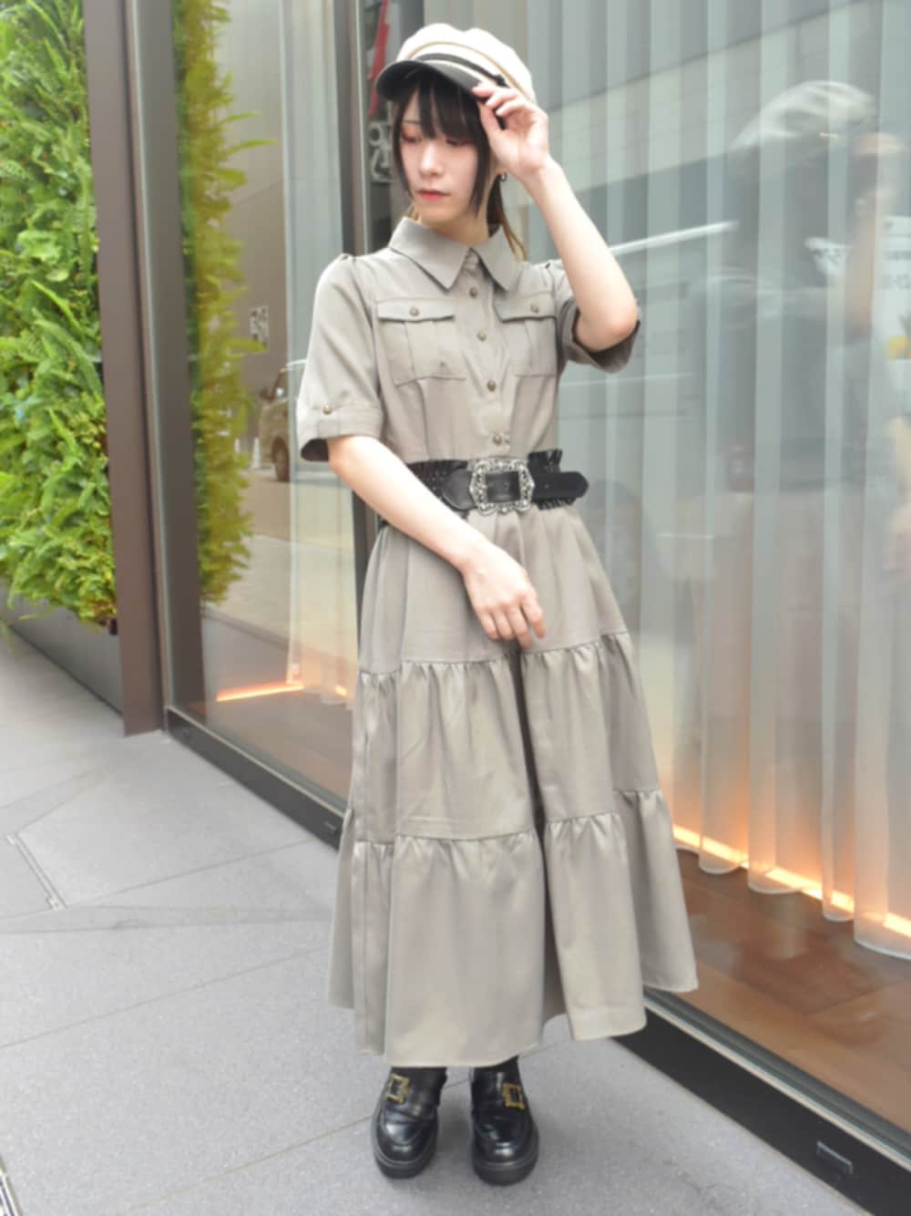 「axes femme、低身長、低身長コーデ、秋服準備はじめました、お出かけコーデ、ローファー、秋コーデ、おでかけコーデ、秋冬コーデ、ワンピース、ワンピーススタイル」｜「axes femmeのバックルデザインローファー（パンプス、ブラック系）」を使った、ありさん（レディース・155cm）の秋コーディネートの1枚目の写真
