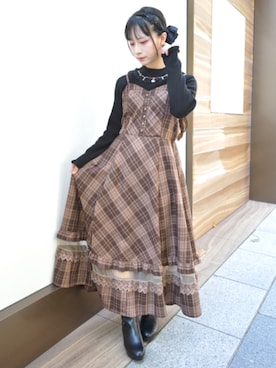 「axes femme（アクシーズファム）のアイテム（ジャンパースカート）」を使った、ありさん（レディース・155cm）の秋コーディネート