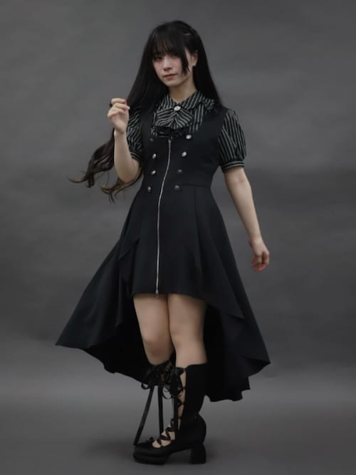 チャイナティアードミニワンピース　黒　アクシーズファム　ポエティック axes femme POETIQUE（アクシーズファムポエティック）の