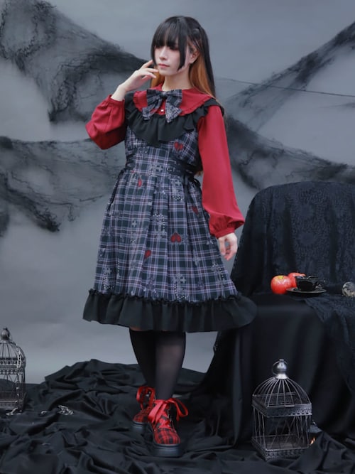 はるhibyebebe チェック柄　大人用ワンピース　赤チェック3点セット Hi Mon×Elpress チェックワンピース(キッズサイズ)【Elpress】 – Epetice