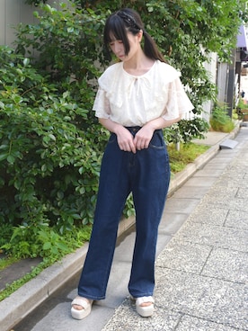 「axes femme（アクシーズファム）のアイテム（デニムパンツ）」を使った、ありさん（レディース・155cm）の夏コーディネート