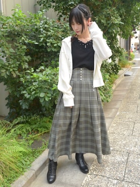 「axes femme（アクシーズファム）のアイテム（パーカー）」を使った、ありさん（レディース・155cm）の秋コーディネート