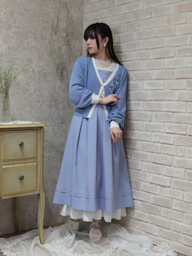 「axes femme（アクシーズファム）のネモフィラモチーフイヤリング（イヤリング、ゴールド系）」を使った、ありさん（レディース・155cm）の春コーディネート