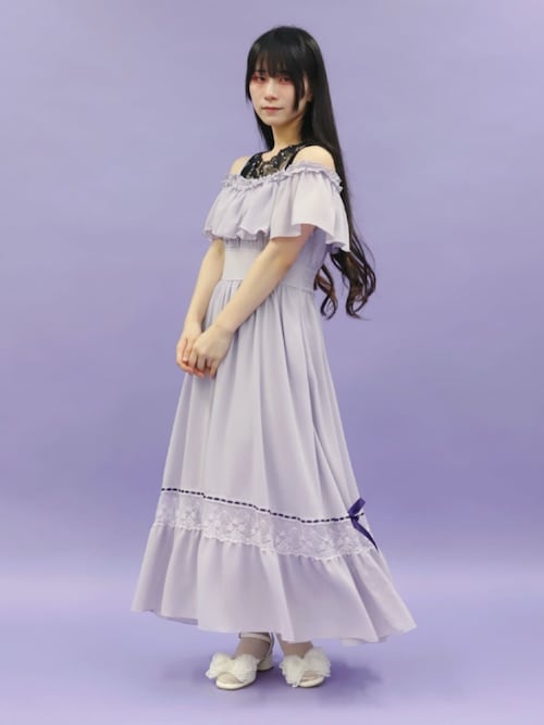 オフショルフリルロングワンピース（ワンピース）｜axes femme