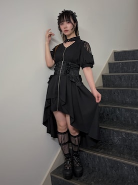 「NIBBLE POISON（ニブルポイズン）のゴシックフリルミニペチパン（その他アンダーウェア/インナー、ブラック系）」を使った、ありさん（レディース・155cm）の夏コーディネート