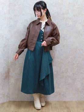 「axes femme（アクシーズファム）のアイテム（ブルゾン）」を使った、ありさん（レディース・155cm）の秋コーディネート