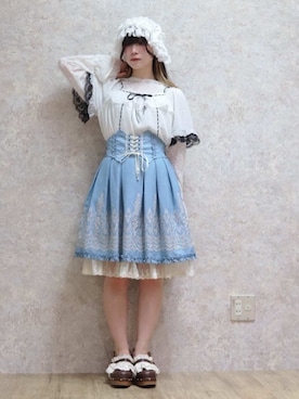 「axes femme（アクシーズファム）の吸水速乾レース切替タンク（タンクトップ、ホワイト系）」を使った、ありさん（レディース・155cm）の夏コーディネート