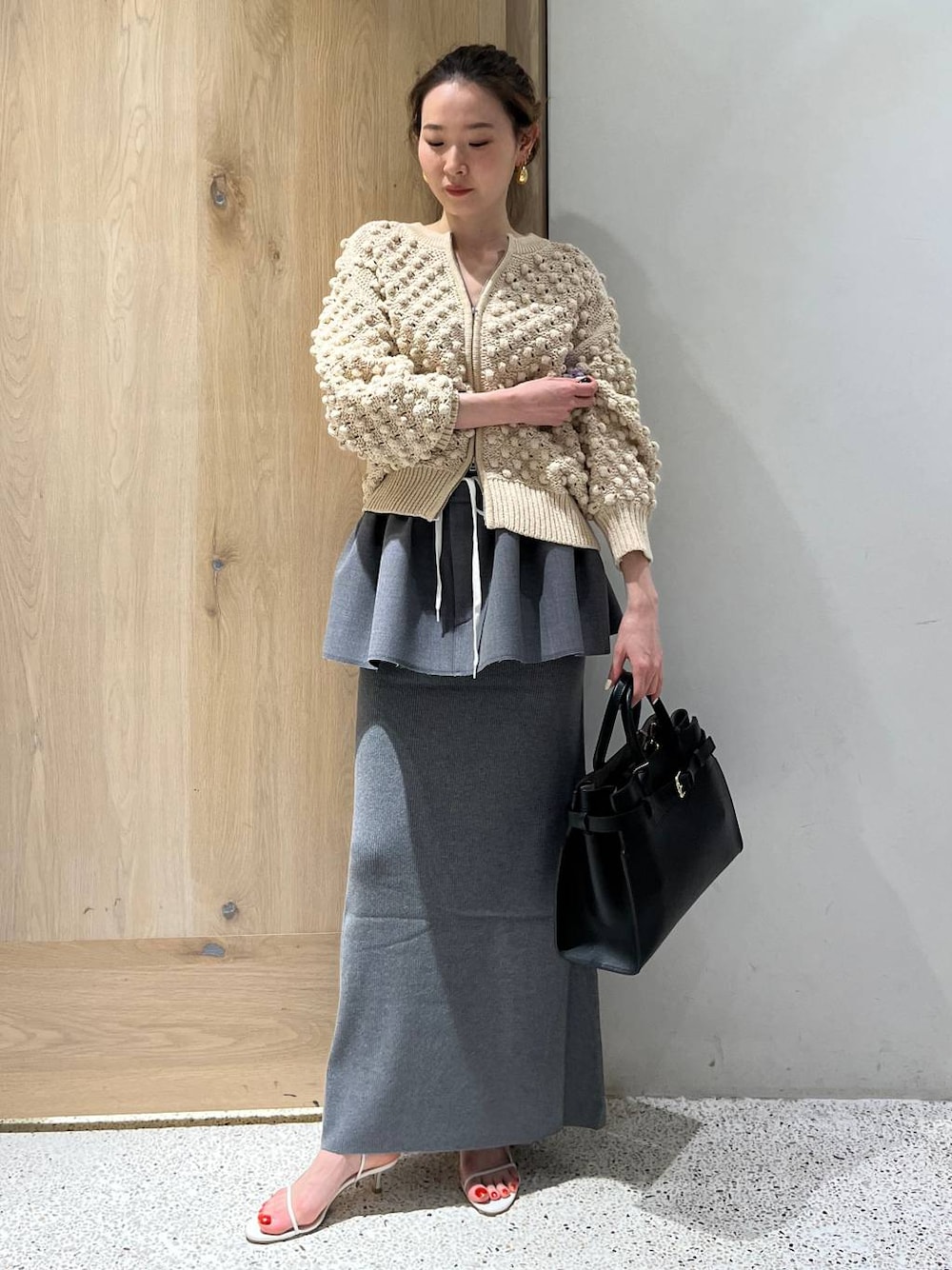 【美品】Curensology ポコポコアミニットカーディガン ライトブラウン 新品 カレンソロジー ポコポコアミニットカーディガン ライト