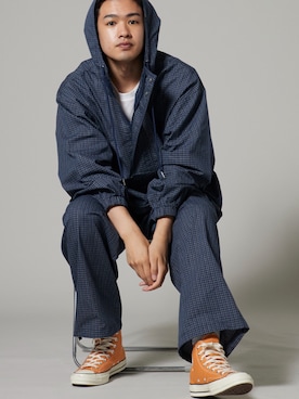 「OK YESTERDAY（オッケーイエスタデイ）のOK YESTERDAY / オーケー イエスタデイ アノラック / ANORAK 2026年 夏 夏服（シャツ/ブラウス、ブルー系）」を使った、rooptokyowearさん（メンズ・173cm）の夏コーディネート