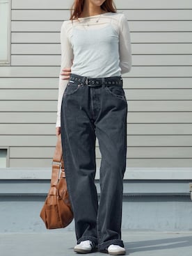 「Levi's（リーバイス）のLEVI'S/リーバイス 501 LOOSE ルーズデニム 2026年 夏 夏服 秋服（デニムパンツ、ブラック系）」を使った、rooptokyowearさん（メンズ・173cm）の夏コーディネート