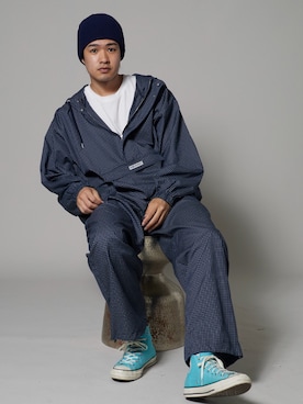「OK YESTERDAY（オッケーイエスタデイ）のOK YESTERDAY / オーケー イエスタデイ アノラック / ANORAK 2026年 夏 夏服（シャツ/ブラウス、ブルー系）」を使った、rooptokyowearさん（メンズ・173cm）の夏コーディネート