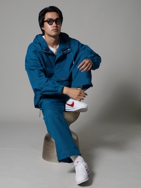 「OK YESTERDAY（オッケーイエスタデイ）のOK YESTERDAY / オーケー イエスタデイ アノラック / ANORAK 2026年 夏 夏服（シャツ/ブラウス、ブルー系）」を使った、rooptokyowearさん（メンズ・173cm）の夏コーディネート