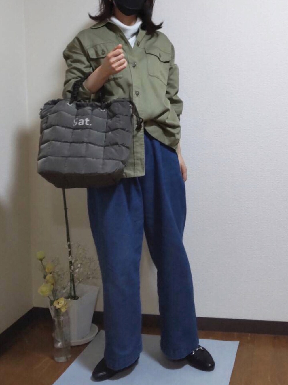「雑貨屋さんにて購入しました^ ^のアイテム（トートバッグ、その他）」を使った、haha-Naosanさん（レディース・163cm）の秋コーディネートの1枚目の写真