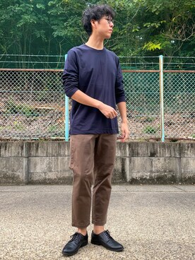 「アズーロ・エ・マローネ」｜「アイテム（Tシャツ/カットソー）」を使った、けろちゃんさん（メンズ・179cm）の秋コーディネート