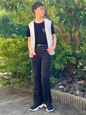 「SAINT LAURENT PARIS（サンローランパリ）のアイテム（トップス）」を使った、けろちゃんさん（メンズ・179cm）の夏コーディネート