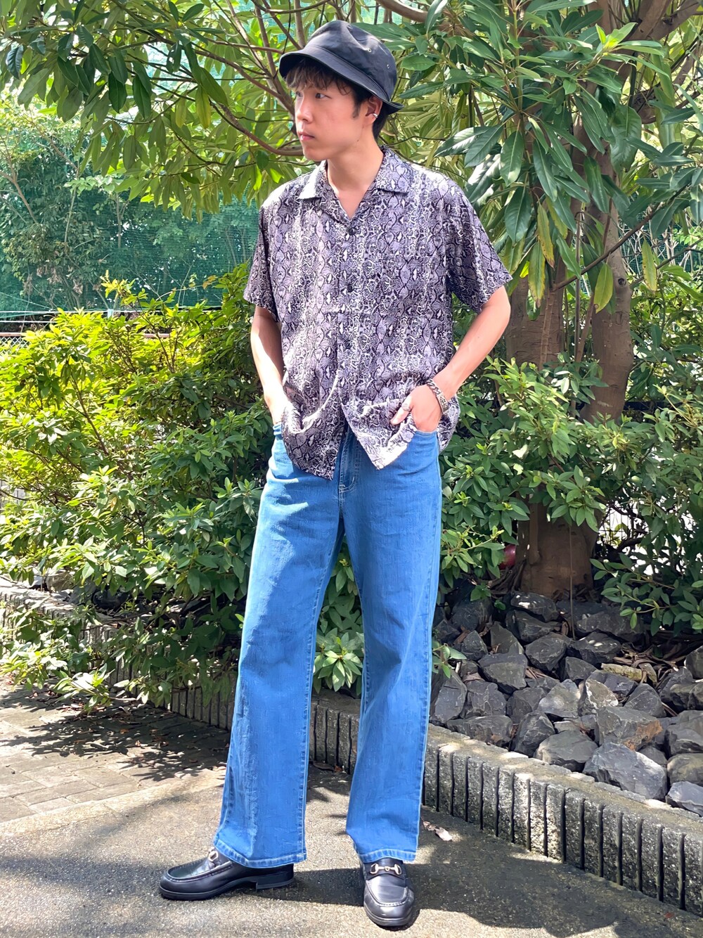 メンズパイソン柄長袖シャツおしゃれ着回し Amazon | [KENOU] 白黒 蛇柄 パイソン シャツ 長袖 ヘビ メンズ