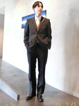 「SANDERS（サンダース）のSANDERS(サンダース) MILITARY DERBY SHOE 1128B【2025年秋冬入荷モデル】（その他シューズ、ブラック系）」を使った、けろちゃんさん（メンズ・180cm）の夏コーディネート