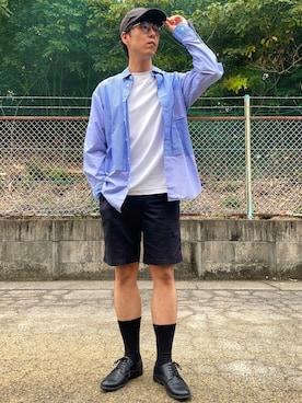 「Ray-Ban（レイバン）のRay-Ban ROUND FLECK メガネフレーム RX2447VF492000（メガネ）」を使った、けろちゃんさん（メンズ・179cm）の秋コーディネート