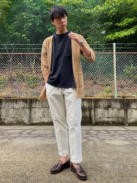 「UNIQLO（ユニクロ）のEZYアンクルパンツ（2WAYストレッチ・丈長め76cm）（その他パンツ）」を使った、けろちゃんさん（メンズ・179cm）の夏コーディネート