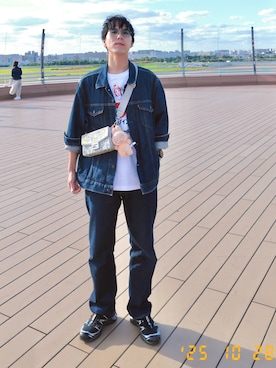 「アイテム（デニムジャケット）」を使った、けろちゃんさん（メンズ・180cm）の秋コーディネート