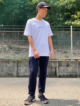 「Yohji Yamamoto（ヨウジヤマモト）のアイテム（Tシャツ/カットソー）」を使った、けろちゃんさん（メンズ・179cm）の秋コーディネート