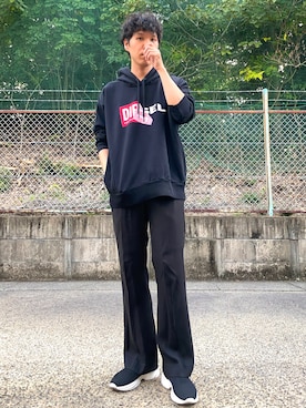 「ソックススニーカー」｜「アイテム（スラックス）」を使った、けろちゃんさん（メンズ・179cm）の秋コーディネート