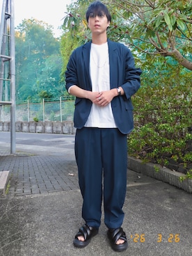「アイテム（セットアップ）」を使った、けろちゃんさん（メンズ・180cm）の春コーディネート