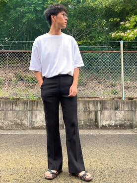 「Ray-Ban（レイバン）のRay-Ban ROUND FLECK メガネフレーム RX2447VF492000（メガネ）」を使った、けろちゃんさん（メンズ・179cm）の秋コーディネート