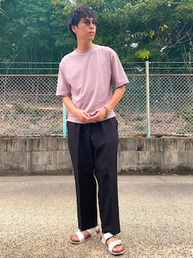 「EDWIN（エドウィン）のアイテム（サンダル）」を使った、けろちゃんさん（メンズ・179cm）の秋コーディネート
